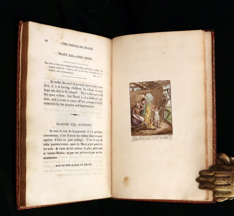 1816 Scarce Book -The Dance of Death, Danse Macabre by Hans Holbein, Color illustrated.