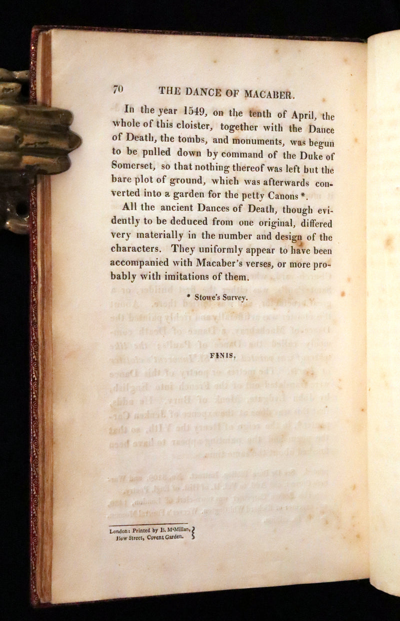 1816 Scarce Book -The Dance of Death, Danse Macabre by Hans Holbein, Color illustrated.