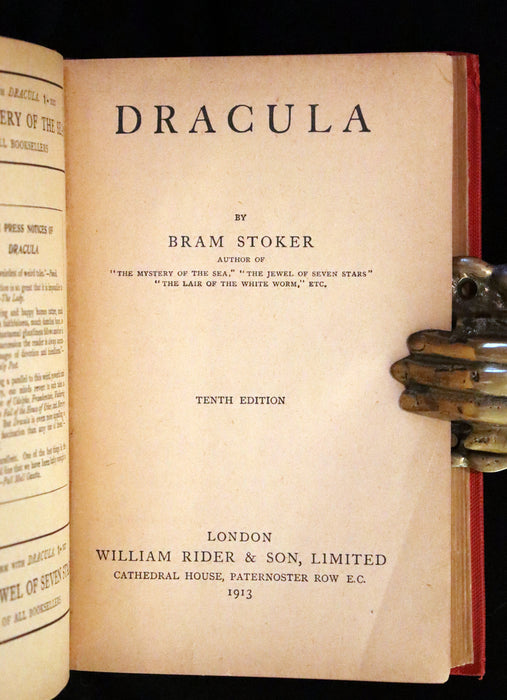 1913 Rare Edition - DRACULA by Bram Stoker, a Gothic Vampire Story.