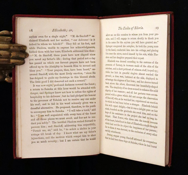 1874 Rare Edition - ELIZABETH, or, The EXILES OF SIBERIA. A Tale, by Madame Cottin.