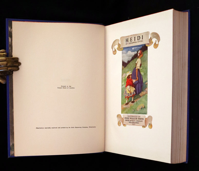 1922 Rare Book - HEIDI by Johanna Spyri illustrated in color by Jessie Willcox Smith.