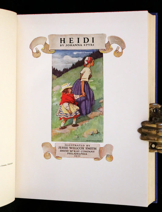 1922 Rare Book - HEIDI by Johanna Spyri illustrated in color by Jessie Willcox Smith.