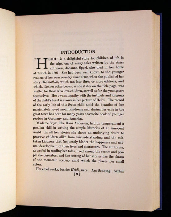 1922 Rare Book - HEIDI by Johanna Spyri illustrated in color by Jessie Willcox Smith.