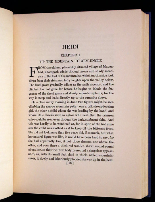 1922 Rare Book - HEIDI by Johanna Spyri illustrated in color by Jessie Willcox Smith.