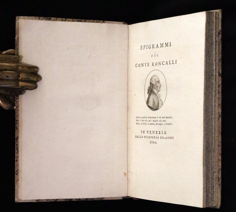 1801 Rare Italian copy of Italian Archeologist Michelangelo Lanci - Epigrams of Count Carlo Roncalli.