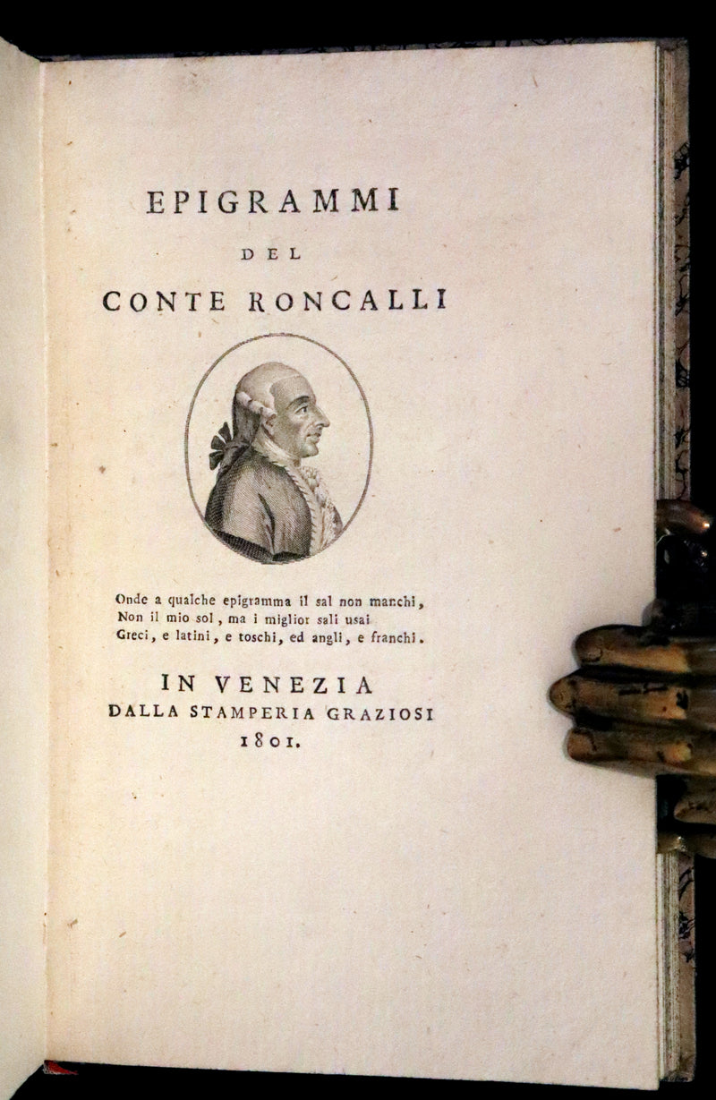 1801 Rare Italian Book - Epigrams of Count Roncalli - Epigrammi Del Conte Roncalli.