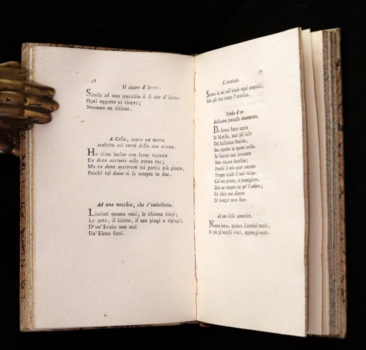 1801 Rare Italian copy of Italian Archeologist Michelangelo Lanci - Epigrams of Count Carlo Roncalli.