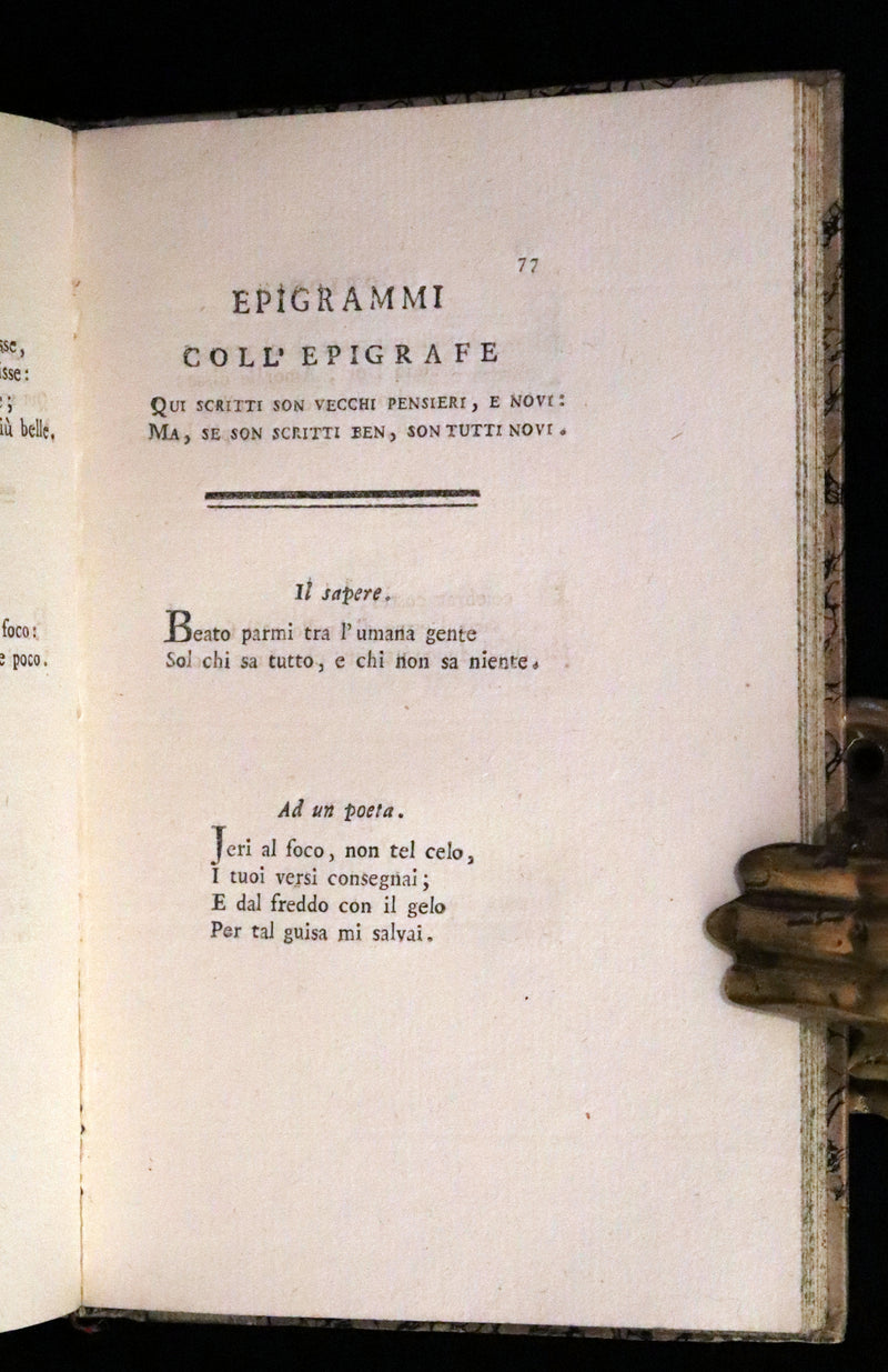 1801 Rare Italian Book - Epigrams of Count Roncalli - Epigrammi Del Conte Roncalli.