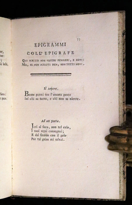 1801 Rare Italian copy of Italian Archeologist Michelangelo Lanci - Epigrams of Count Carlo Roncalli.