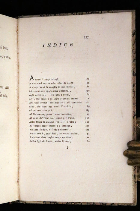 1801 Rare Italian copy of Italian Archeologist Michelangelo Lanci - Epigrams of Count Carlo Roncalli.