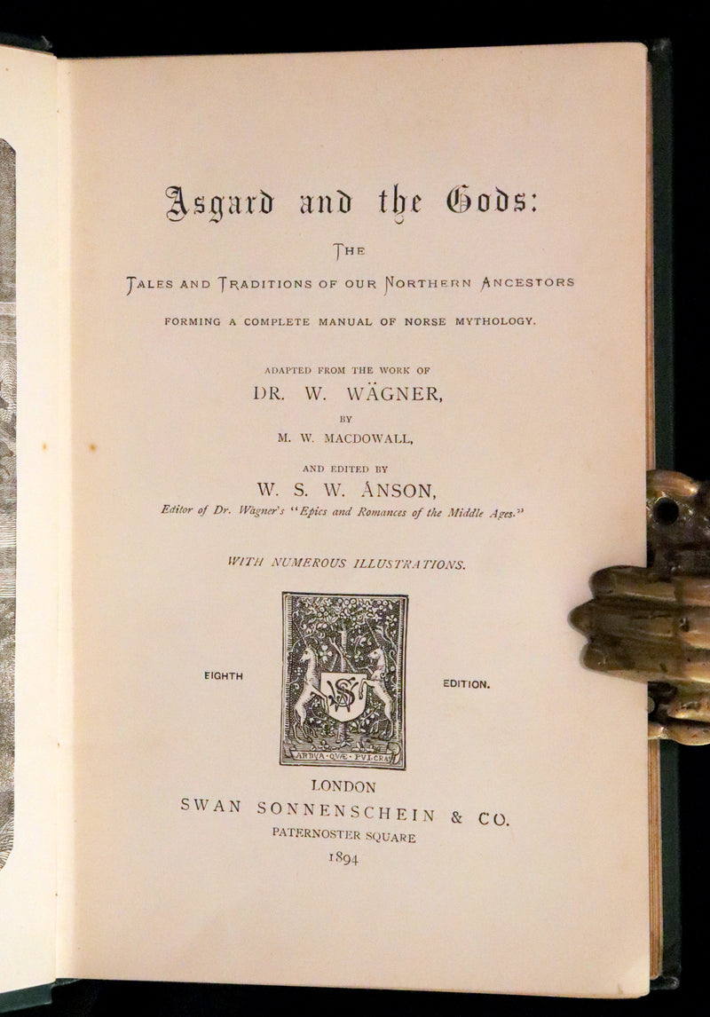 1894 Rare Book - Asgard and the Gods: The Tales and Traditions of Norse Mythology.