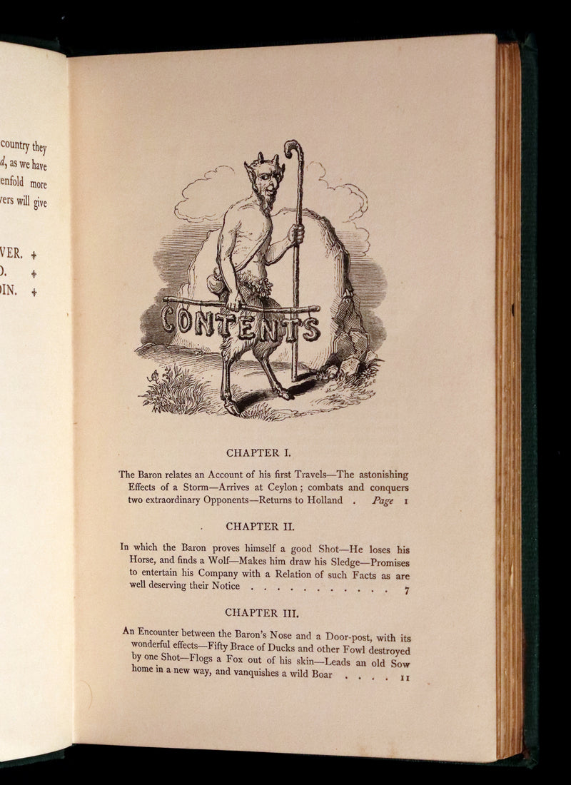1859 Beautiful Edition - Travels & Adventures of Baron Munchausen, Color Illustrated by Crowquill.