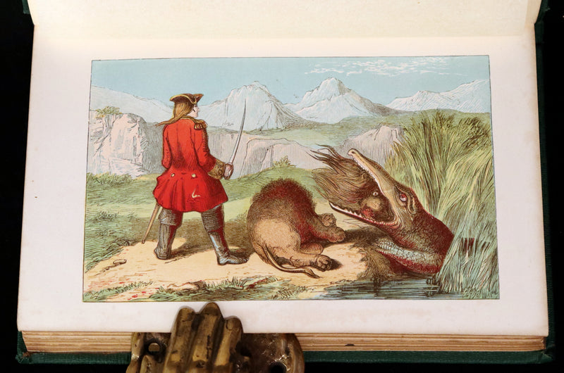 1859 Beautiful Edition - Travels & Adventures of Baron Munchausen, Color Illustrated by Crowquill.