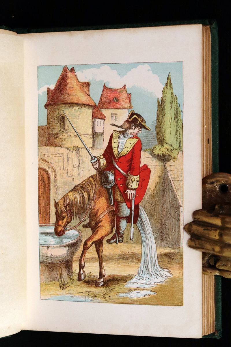 1859 Beautiful Edition - Travels & Adventures of Baron Munchausen, Color Illustrated by Crowquill.