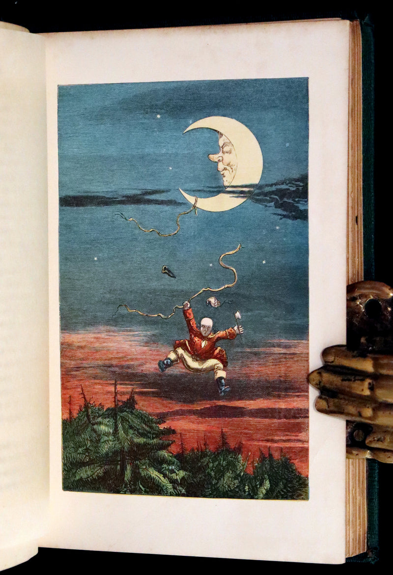1859 Beautiful Edition - Travels & Adventures of Baron Munchausen, Color Illustrated by Crowquill.