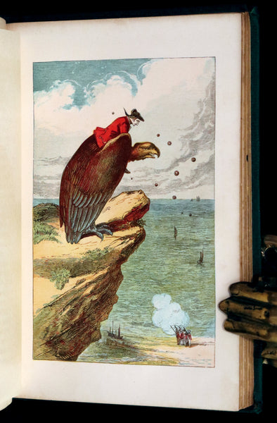 1859 Beautiful Edition - Travels & Adventures of Baron Munchausen, Color Illustrated by Crowquill.