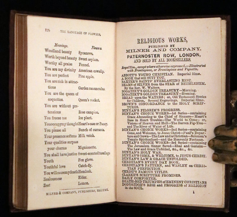 1850 Scarce Floriography Book ~ The Language of Flowers published by Milner and Company.