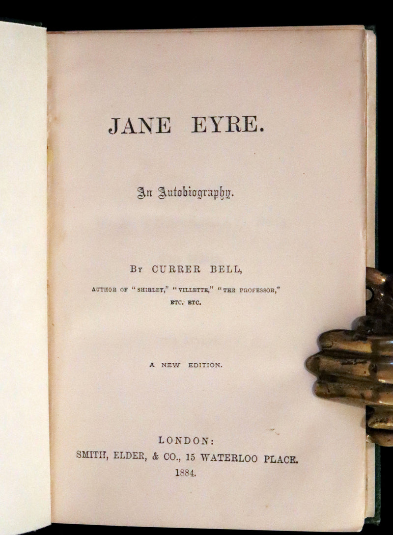 1886 Rare Victorian Book - JANE EYRE. An Autobiography by Currer Bell (CHARLOTTE BRONTË).