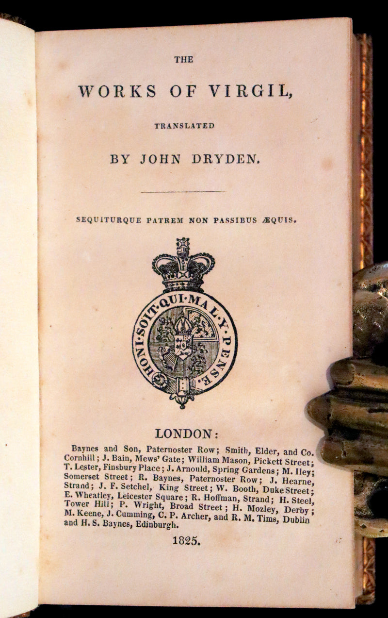 1825 Rare Book - The Works of Virgil Translated by Dryden with Walsh's Life of the Author. Georgics, Aeneis, etc.