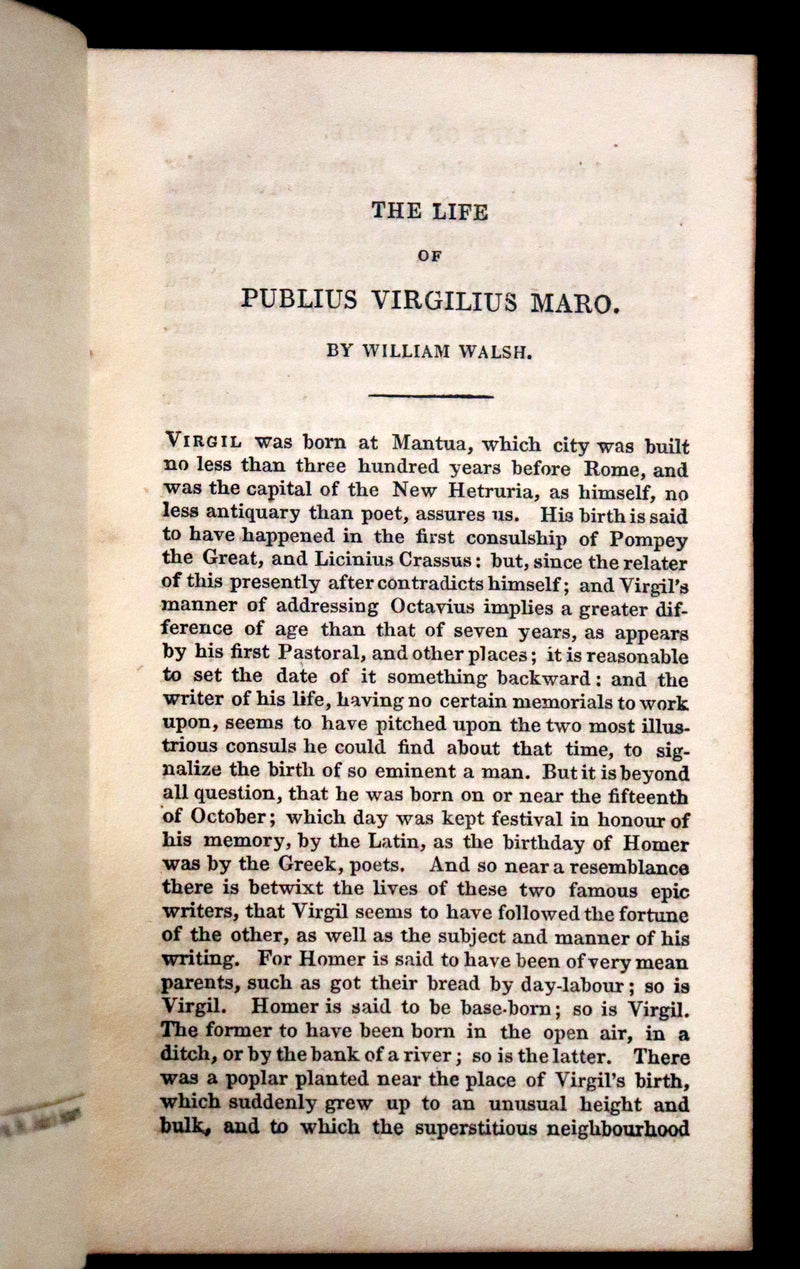 1825 Rare Book - The Works of Virgil Translated by Dryden with Walsh's Life of the Author. Georgics, Aeneis, etc.