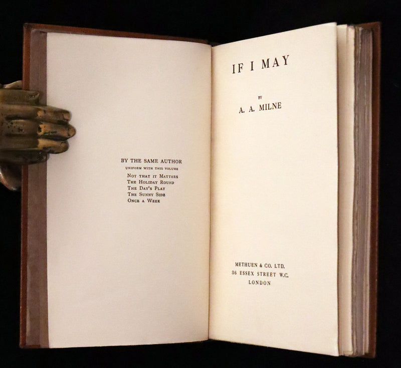 1924 Scarce First DELUXE Edition - If I May & The Day's Play by A. A. Milne (Winnie the Pooh's author).