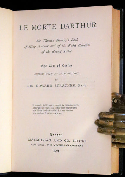 1901 Rare Book bound by Hatchards - Le Morte Darthur, King Arthur and of His Noble Knights of the Round Table.