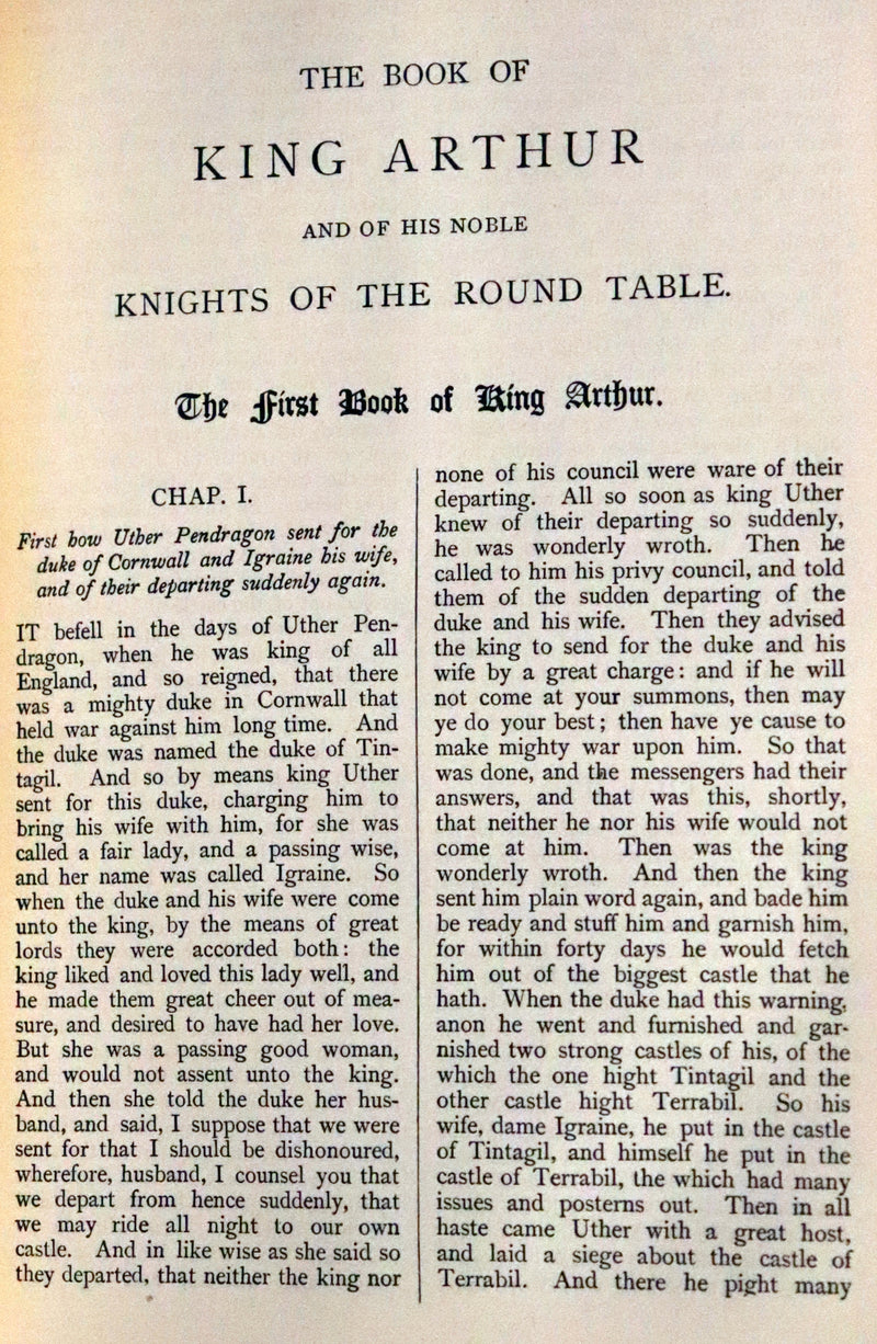 1901 Rare Book bound by Hatchards - Le Morte Darthur, King Arthur and of His Noble Knights of the Round Table.