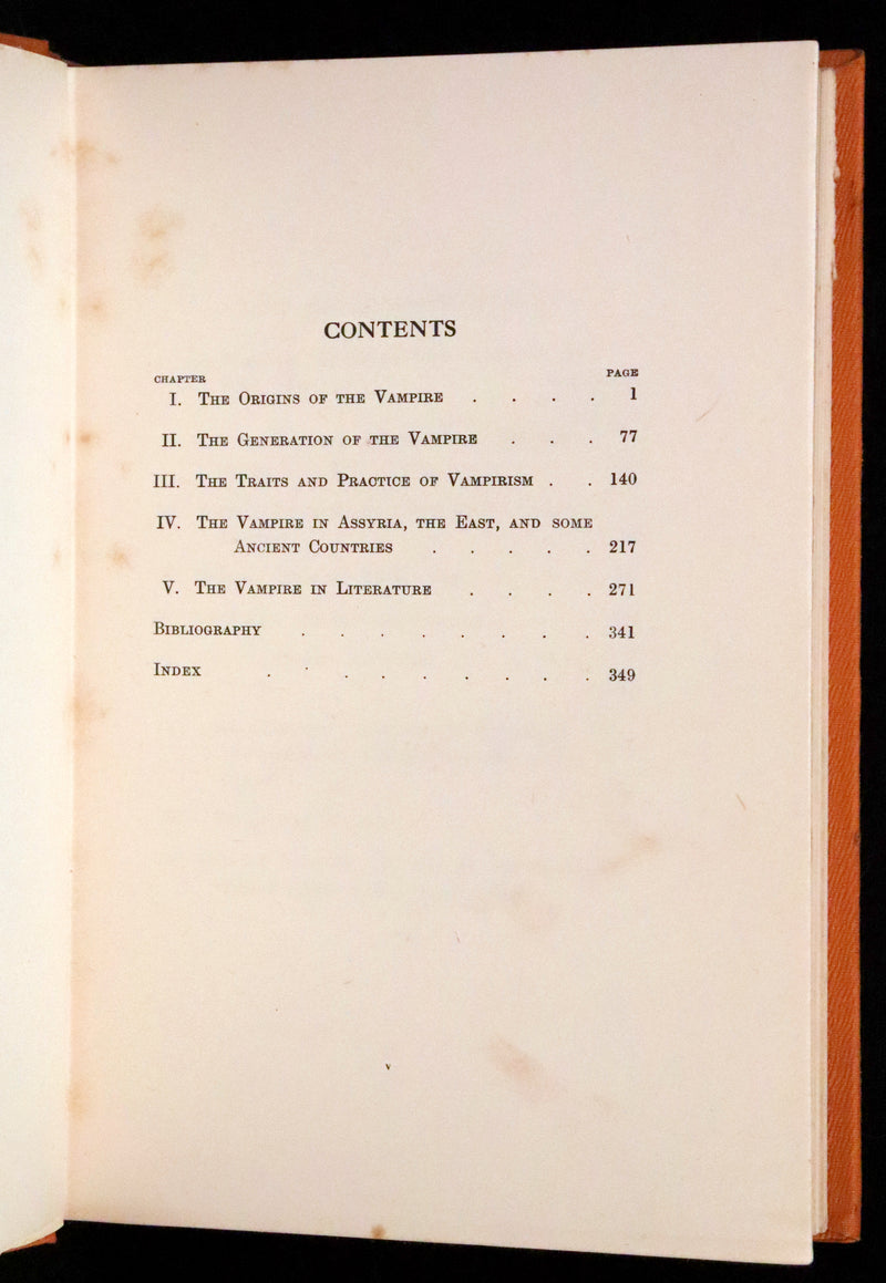 1929 Rare First Edition - THE VAMPIRE, His Kith and Kin by Rev. Montague Summers.