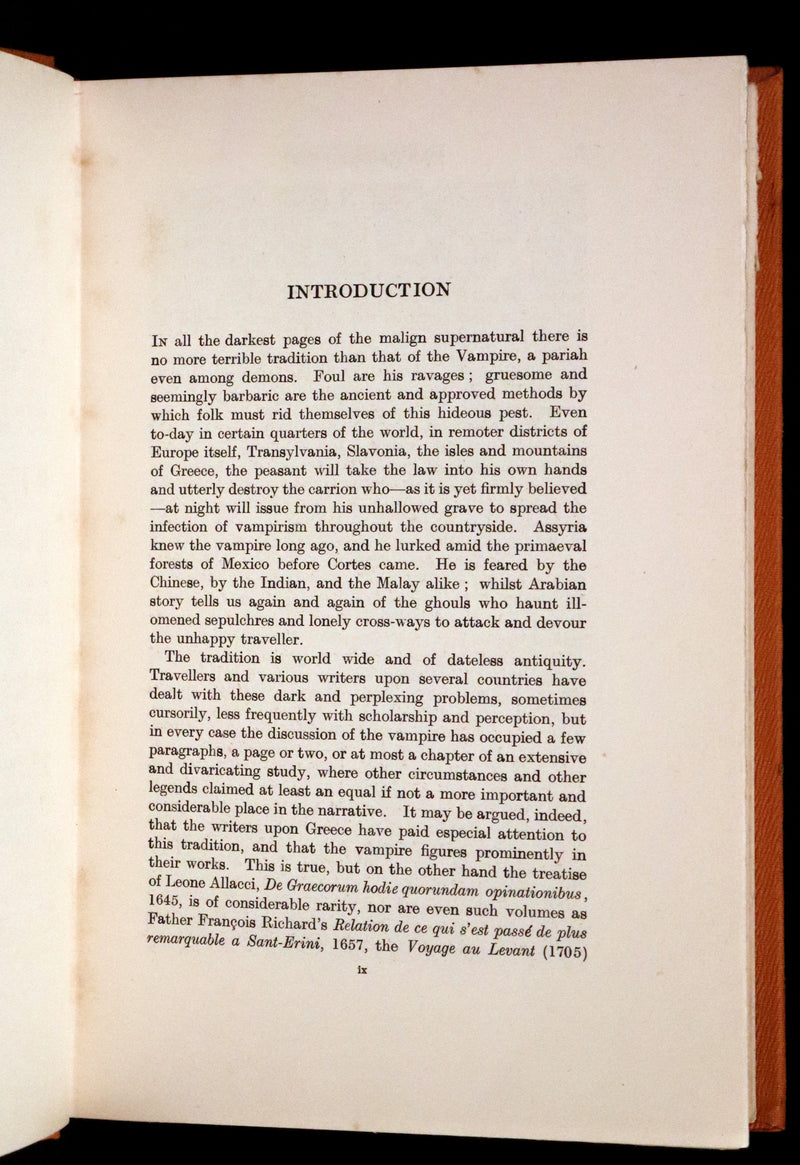 1929 Rare First Edition - THE VAMPIRE, His Kith and Kin by Rev. Montague Summers.