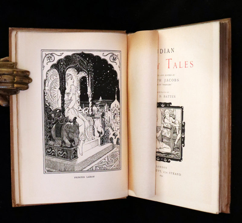 1892 Rare First Edition - INDIAN Fairy Tales by Joseph Jacobs illustrated by John D. Batten.