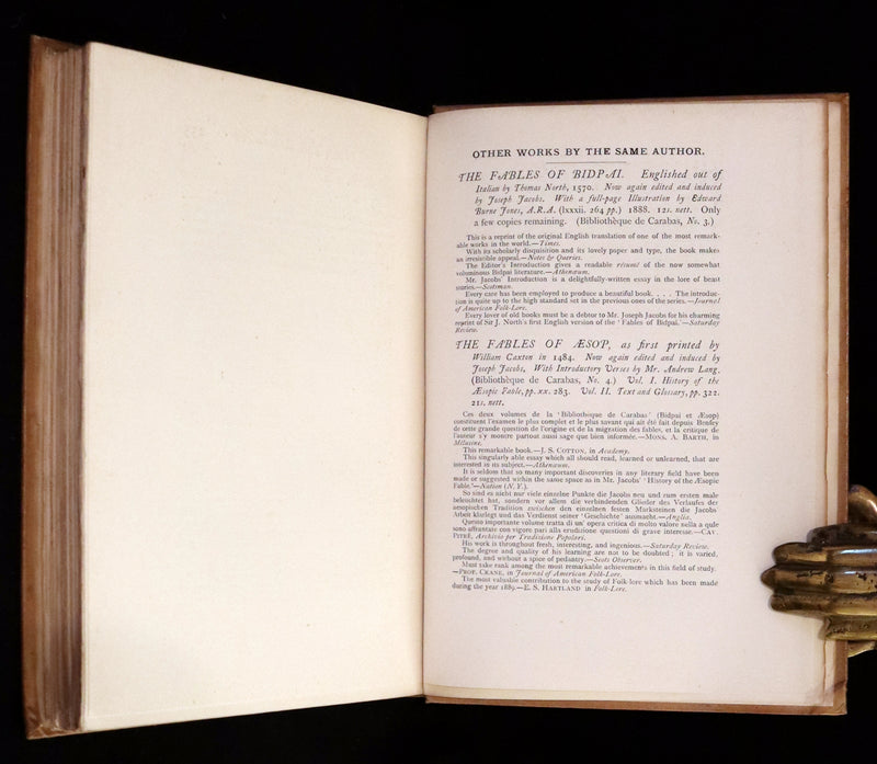1892 Rare First Edition - INDIAN Fairy Tales by Joseph Jacobs illustrated by John D. Batten.