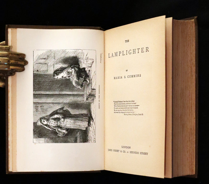 1860 Rare Victorian Book - The LAMPLIGHTER by Maria Susanna Cummins. Illustrated.
