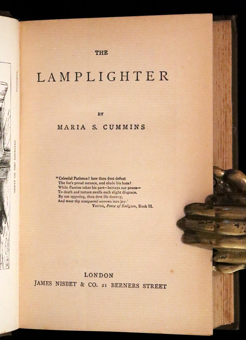 1860 Rare Victorian Book - The LAMPLIGHTER by Maria Susanna Cummins. Illustrated.