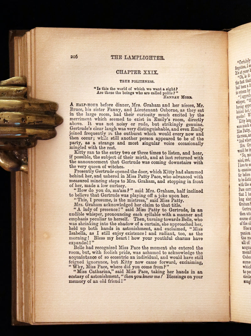 1860 Rare Victorian Book - The LAMPLIGHTER by Maria Susanna Cummins. Illustrated.