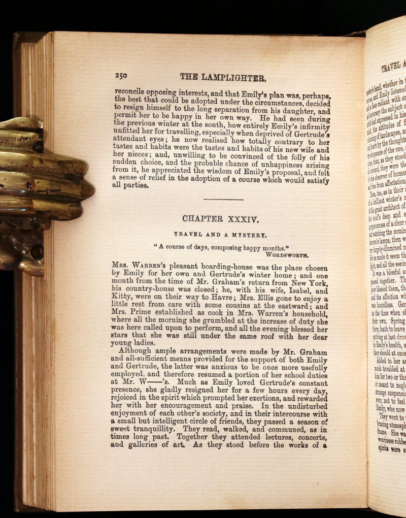 1860 Rare Victorian Book - The LAMPLIGHTER by Maria Susanna Cummins. Illustrated.