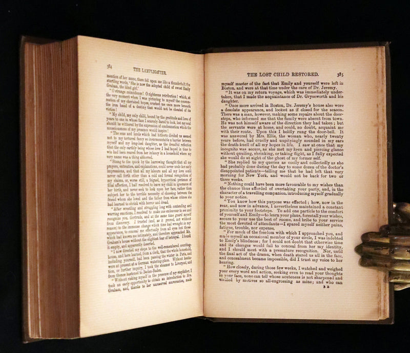 1860 Rare Victorian Book - The LAMPLIGHTER by Maria Susanna Cummins. Illustrated.