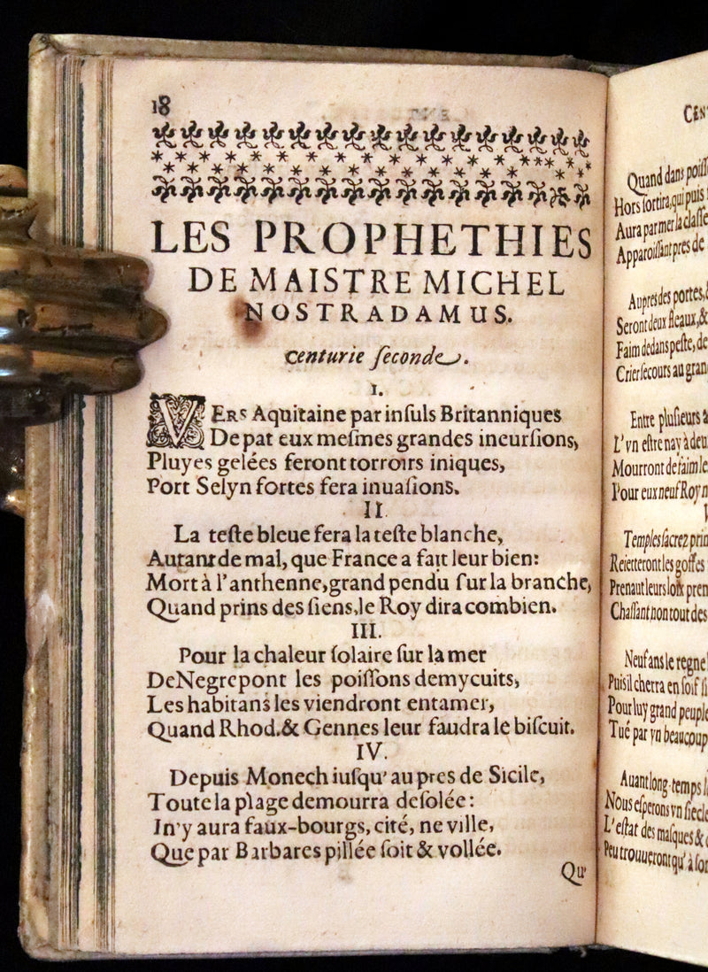 1689 Scarce French Book - NOSTRADAMUS, Les Vrayes Centuries et Propheties published by Volcker.