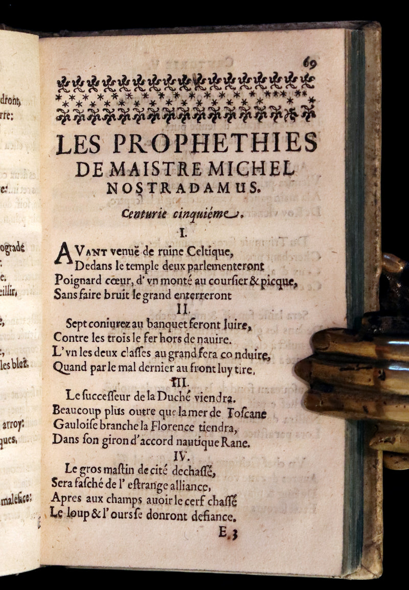 1689 Scarce French Book - NOSTRADAMUS, Les Vrayes Centuries et Propheties published by Volcker.