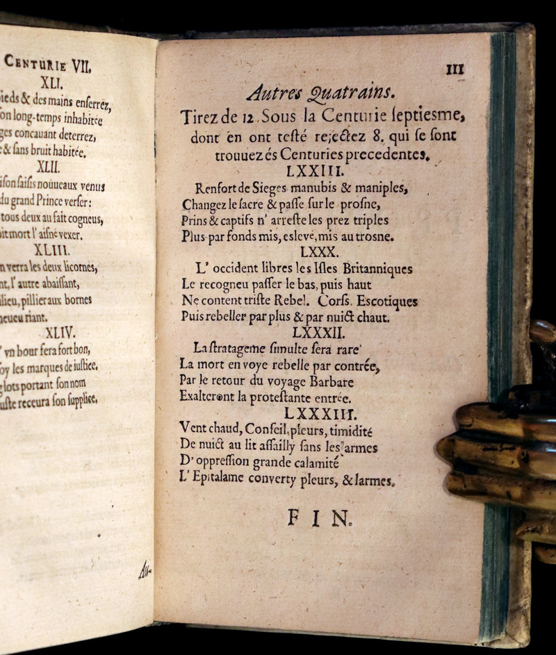 1689 Scarce French Book - NOSTRADAMUS, Les Vrayes Centuries et Propheties published by Volcker.