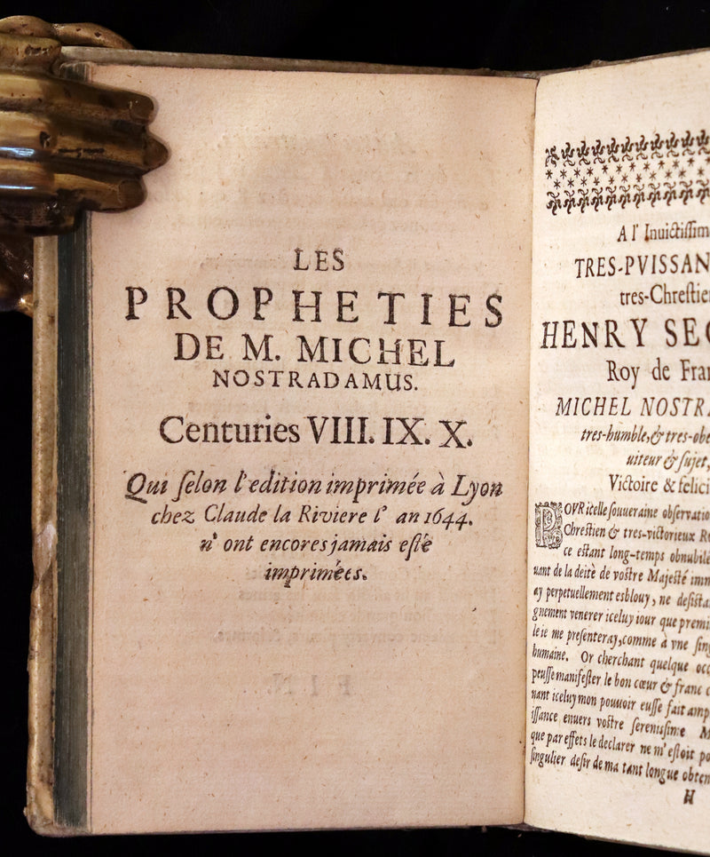 1689 Scarce French Book - NOSTRADAMUS, Les Vrayes Centuries et Propheties published by Volcker.