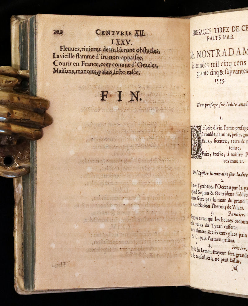 1689 Scarce French Book - NOSTRADAMUS, Les Vrayes Centuries et Propheties published by Volcker.