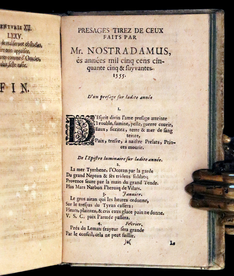 1689 Scarce French Book - NOSTRADAMUS, Les Vrayes Centuries et Propheties published by Volcker.