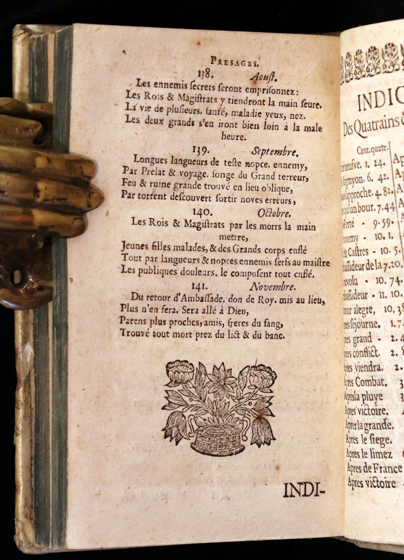 1689 Scarce French Book - NOSTRADAMUS, Les Vrayes Centuries et Propheties published by Volcker.