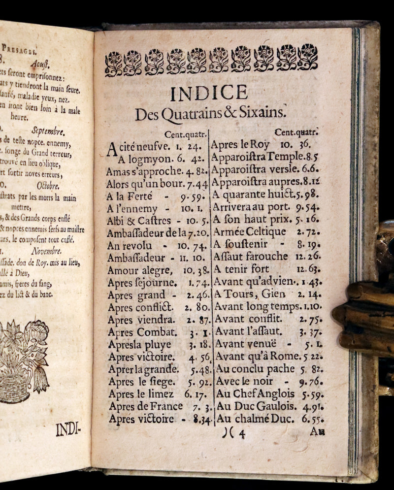 1689 Scarce French Book - NOSTRADAMUS, Les Vrayes Centuries et Propheties published by Volcker.