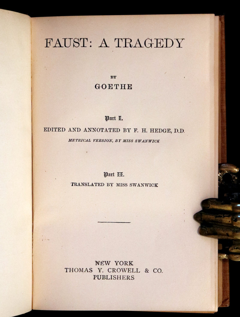 1890 Rare Book in a Scarce Binding Variant - FAUST, A Tragedy in Two Parts by Goethe.