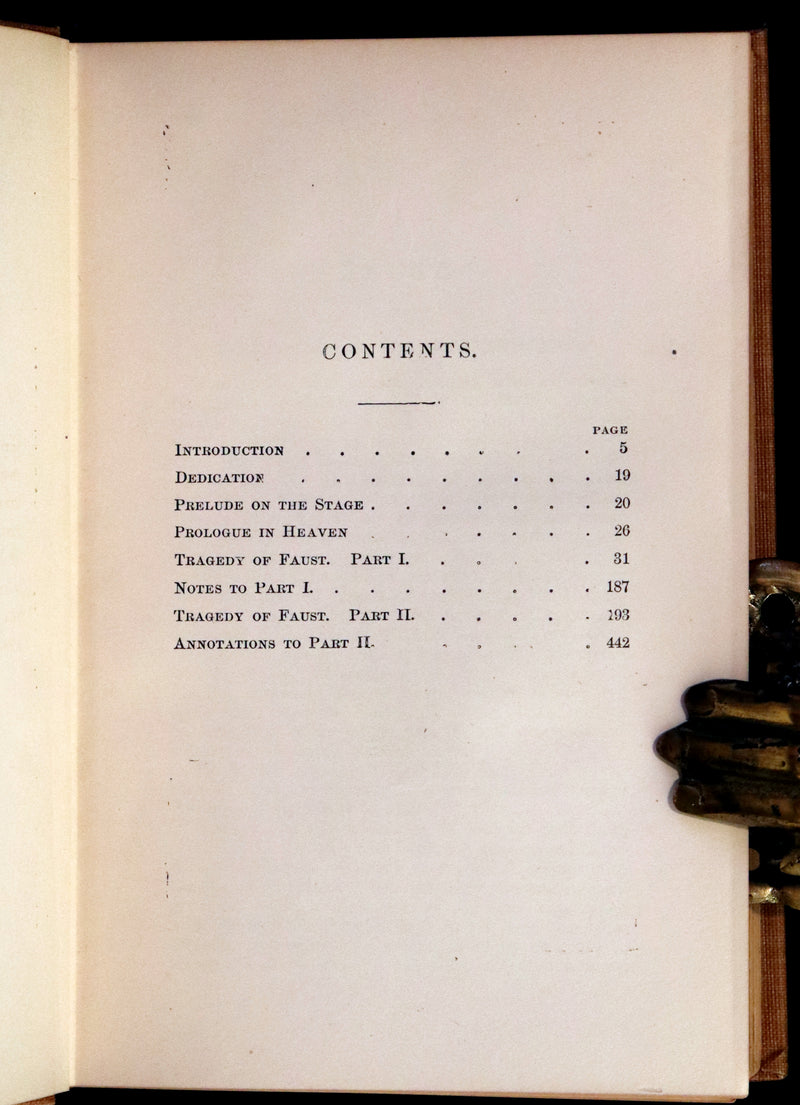 1890 Rare Book in a Scarce Binding Variant - FAUST, A Tragedy in Two Parts by Goethe.