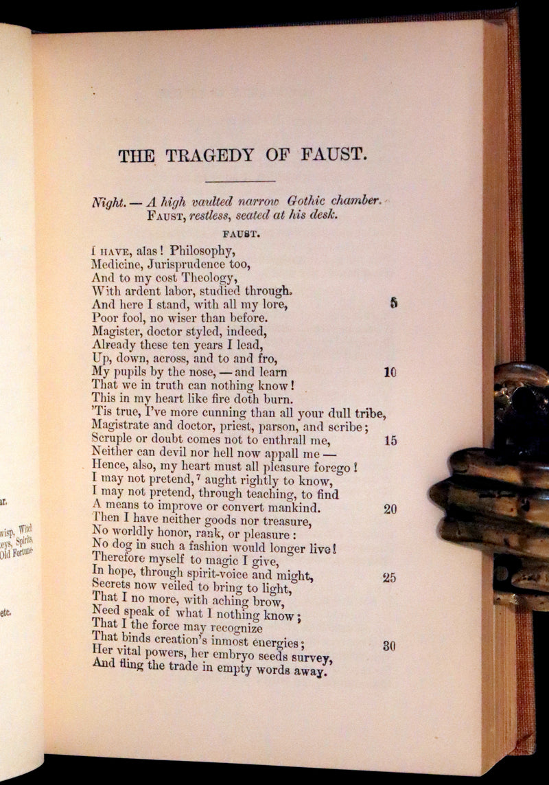 1890 Rare Book in a Scarce Binding Variant - FAUST, A Tragedy in Two Parts by Goethe.