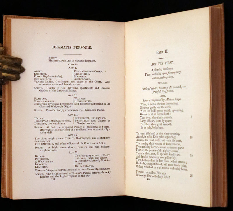 1890 Rare Book in a Scarce Binding Variant - FAUST, A Tragedy in Two Parts by Goethe.