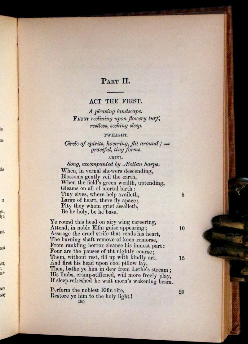 1890 Rare Book in a Scarce Binding Variant - FAUST, A Tragedy in Two Parts by Goethe.