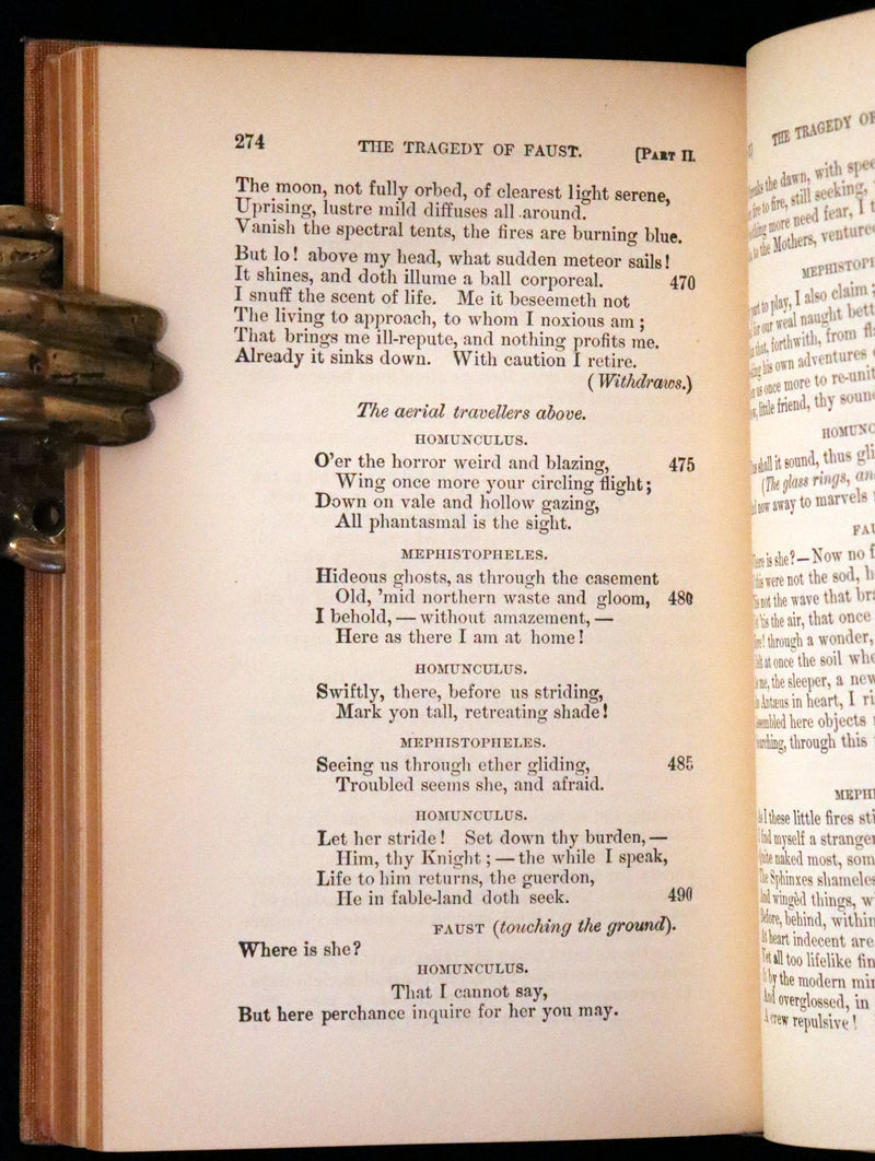 1890 Rare Book in a Scarce Binding Variant - FAUST, A Tragedy in Two Parts by Goethe.